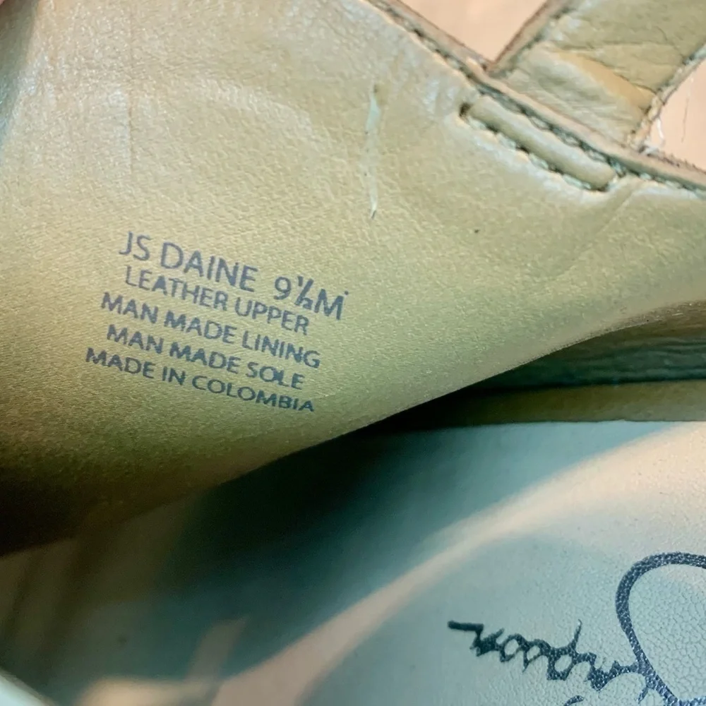 Jessica Simpson Pumps Sz 9.5 Daine Leather Tan Camel Open-Toe High Heels Straps